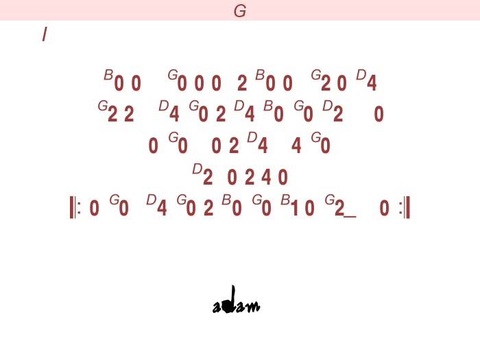 Du gamla, du fria -   gitarr (läge I)  